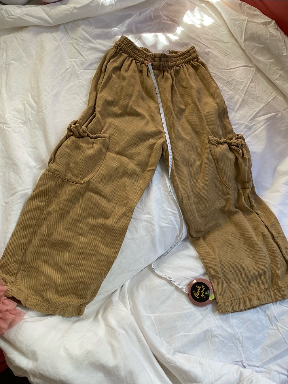 Kid Zara Olive-Tan Wide Leg Cargo Pants